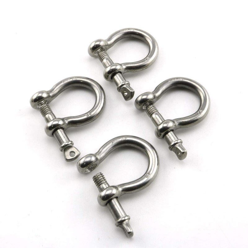 Heyous 4pcs 1/4 Inch 6mm Screw Pin Anchor Shackle Stainless Steel Heavy Duty Bow Shape Load Clamp for Chains Wirerope Lifting Paracord Outdoor Camping Survival Rope Bracelets - Image 4
